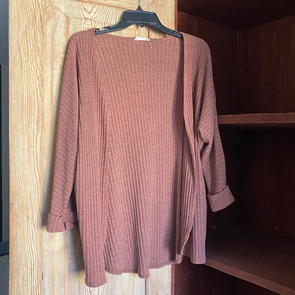 Open knit ribbed cardigan